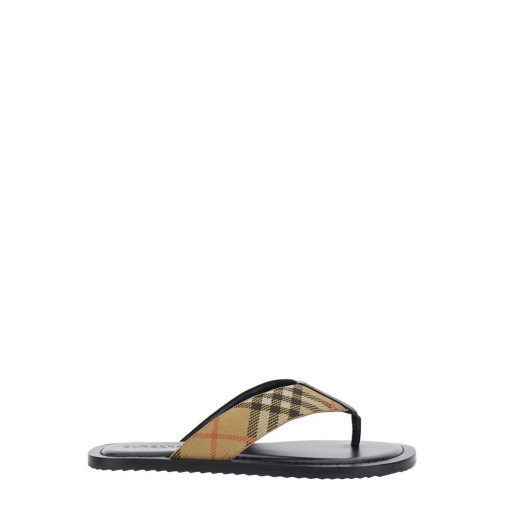 Burberry Men Flip Flops 'Check' With Check Motif In Tech Fabric Beige Men - Picture 1 of 3